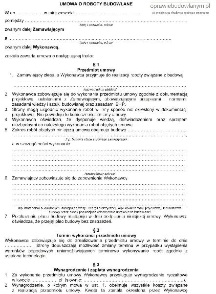 Umowa na budowę domu